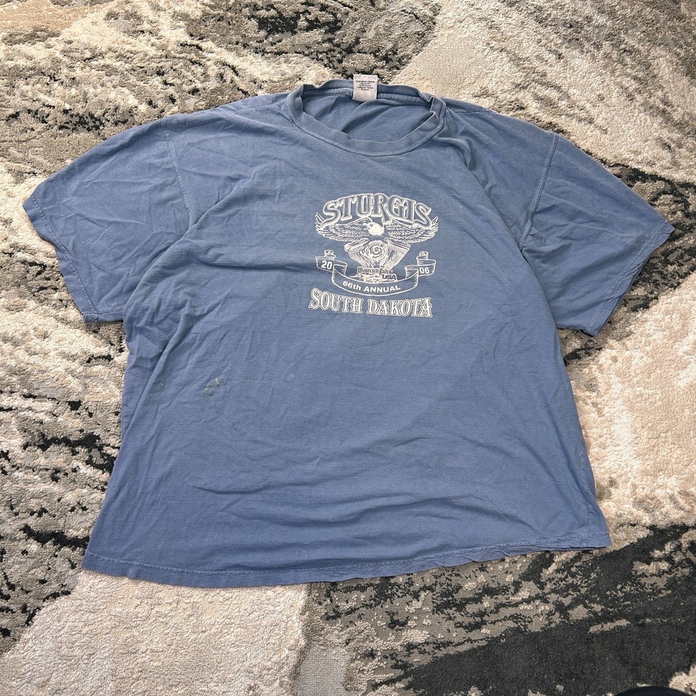 Vintage Authentic Pigment 2006 Sturgis Motorcycle Rally T‎ Shirt Mens 2XL Blue